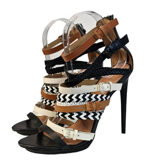 L.A.M.B. Shoes - L.A.M.B. Womens Multi Buckle Stiletto Heels Size 8 Leather